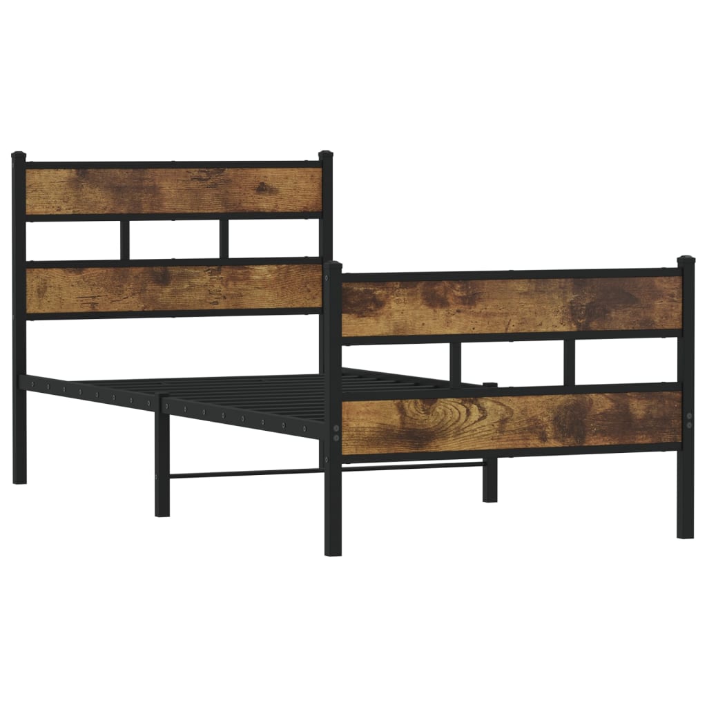 vidaXL Bedframe zonder matras metaal gerookt eikenkleurig 75x190 cm afbeelding