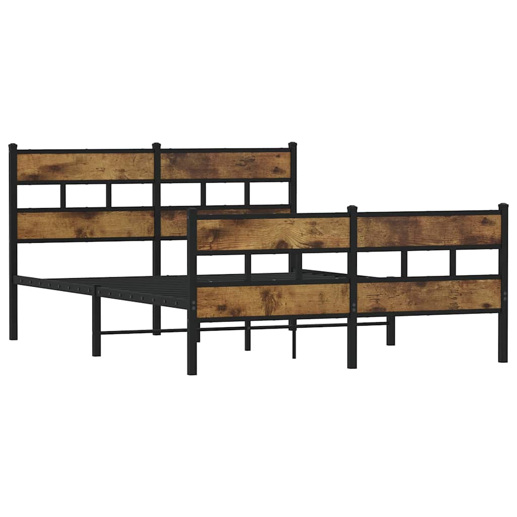 vidaXL Bedframe zonder matras metaal gerookt eikenkleurig 140x190 cm afbeelding