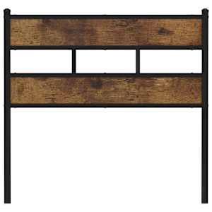 vidaXL Cabecero de hierro y madera de ingenier&iacute;a roble ahumado 80 cm