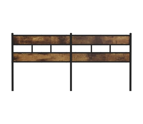 vidaXL Tăblie de pat, stejar fumuriu, 200 cm, fier și lemn prelucrat