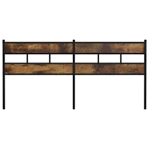 vidaXL Tăblie de pat, stejar fumuriu, 200 cm, fier și lemn prelucrat