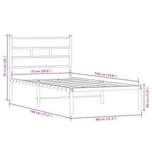 Kovový rám postele bez matrace dub sonoma 75 x 190 cm - obrázek 9