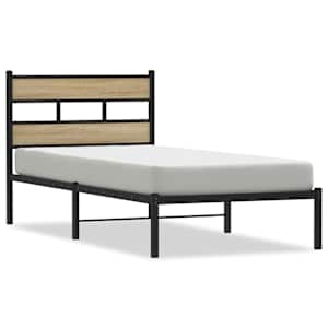 Kovový rám postele bez matrace dub sonoma 90 x 200 cm - obrázek 2