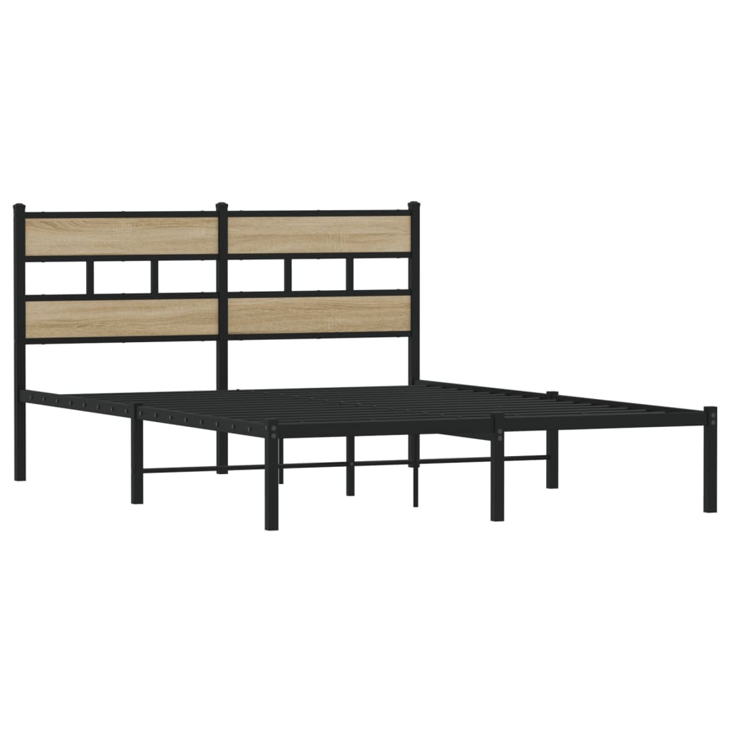 vidaXL sonoma tölgy színű fém ágykeret matrac nélkül 140 x 200 cm