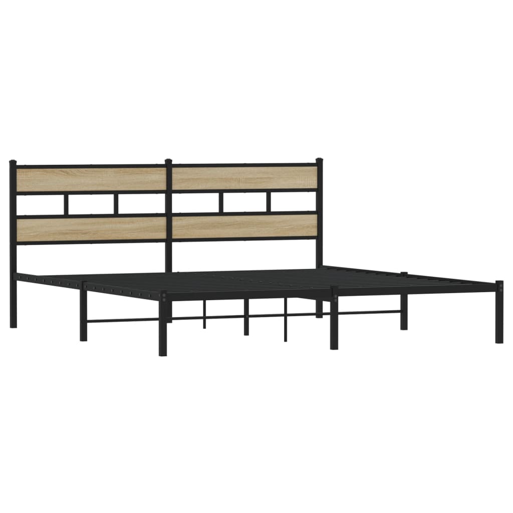 vidaXL Bedframe zonder matras metaal sonoma eikenkleurig 183x213 cm afbeelding