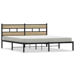 Kovový rám postele bez matrace dub sonoma 200 x 200 cm - obrázek 2