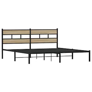 Kovový rám postele bez matrace dub sonoma 200 x 200 cm - obrázek 3