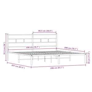 Kovový rám postele bez matrace dub sonoma 200 x 200 cm - obrázek 9