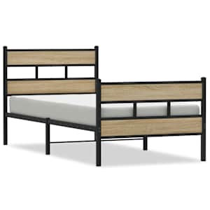 vidaXL metallist voodiraam ilma madratsita Sonoma tamm 75x190 cm