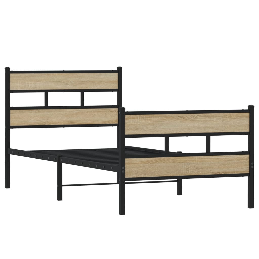 vidaXL Bedframe zonder matras metaal sonoma eikenkleurig 75x190 cm afbeelding