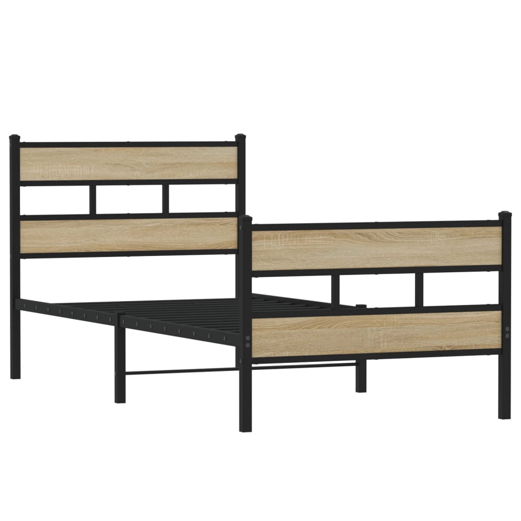 vidaXL Bedframe zonder matras metaal sonoma eikenkleurig 100x190 cm afbeelding