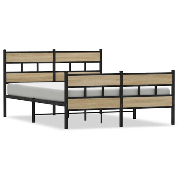 vidaXL metallist voodiraam ilma madratsita Sonoma tamm 135x190 cm
