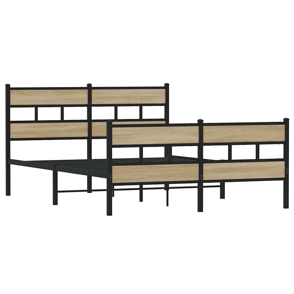 vidaXL Bedframe zonder matras metaal sonoma eikenkleurig 140x190 cm afbeelding