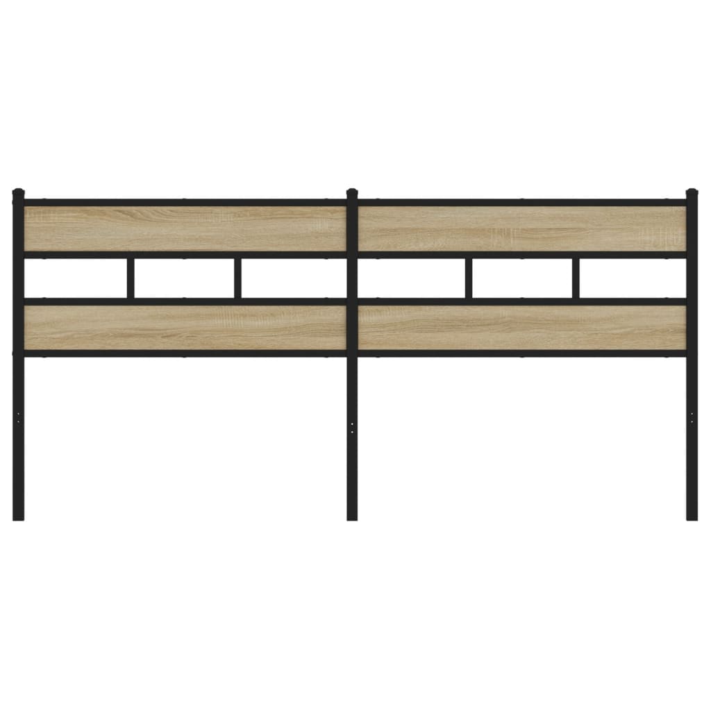 vidaXL Hoofdbord 193 cm ijzer en bewerkt hout sonoma eikenkleurig afbeelding
