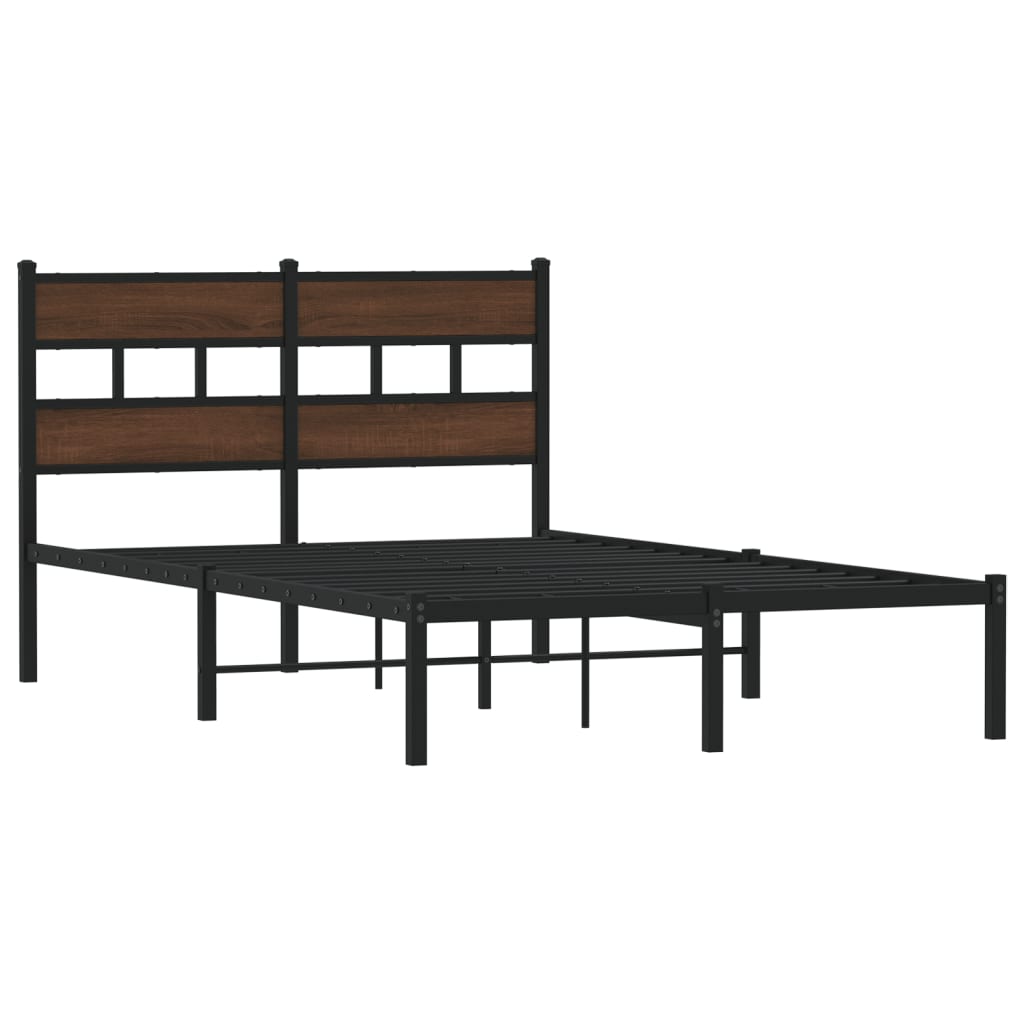 vidaXL Bedframe met hoofdbord zonder matras bruin eiken 120x190 cm afbeelding