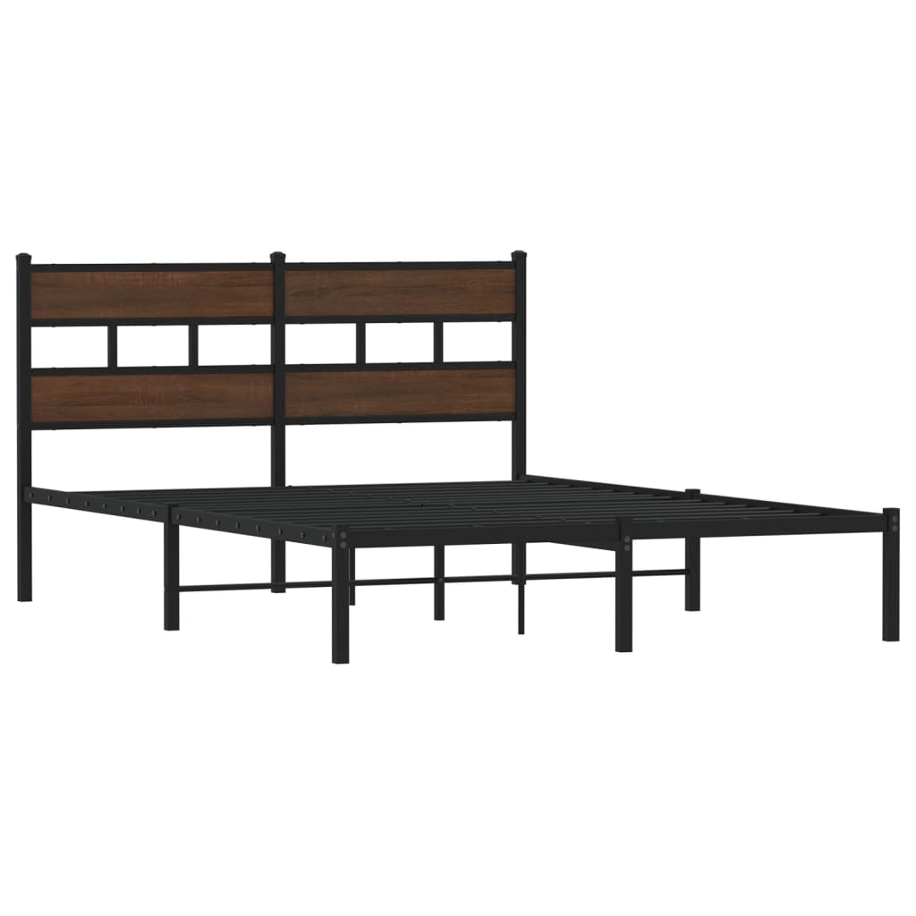 vidaXL Bedframe met hoofdbord zonder matras bruin eiken 137x190 cm afbeelding