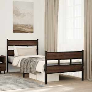 Postel bez matrace s hlavovým a nožním čelem 107 x 203 cm - obrázek 1
