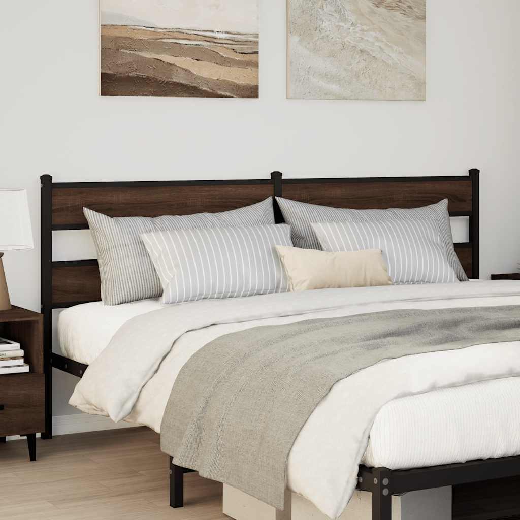 vidaXL Tăblie de pat de schimb, stejar maro, 200 cm, lemn prelucrat și oțel