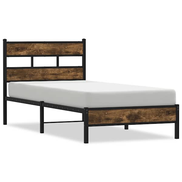 vidaXL peatsiga voodiraam, ilma madratsita, suitsutatud tamm 75x190 cm