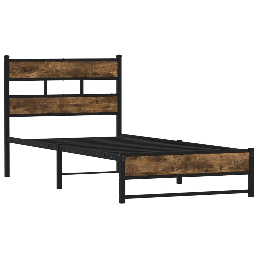 vidaXL Bedframe zonder matras metaal gerookt eikenkleurig 75x190 cm afbeelding