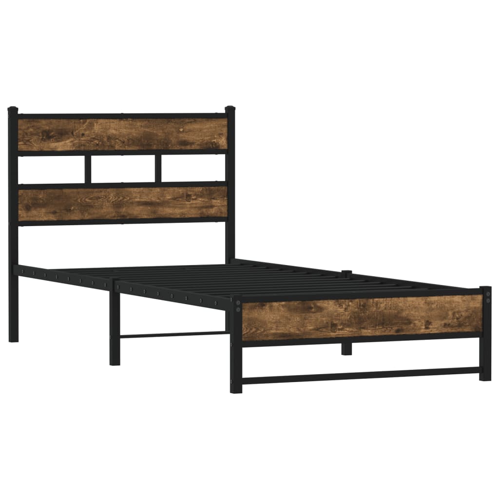 vidaXL Bedframe zonder matras metaal gerookt eikenkleurig 100x200 cm afbeelding