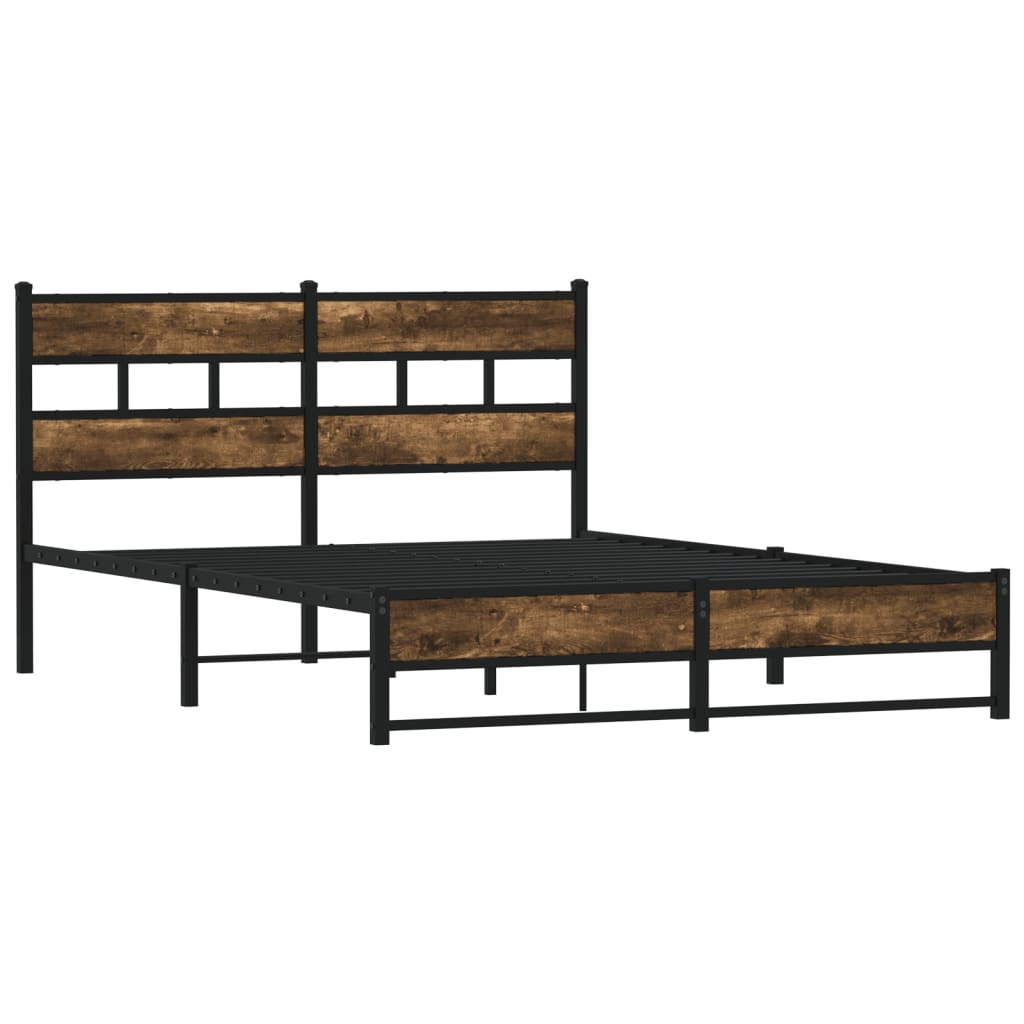 vidaXL Bedframe zonder matras metaal gerookt eikenkleurig 150x200 cm afbeelding