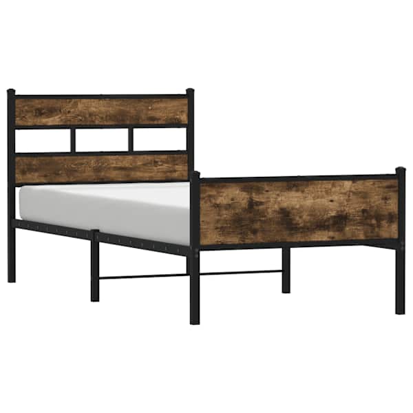 vidaXL peatsiga voodiraam, ilma madratsita, suitsutatud tamm 75x190 cm