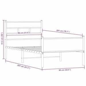 Rám postele bez matrace kouřový dub 80x200 cm kompozitní dřevo - obrázek 9