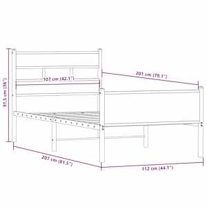 Rám postele bez matrace kouřový dub 107x200 cm kompozitní dřevo - obrázek 9