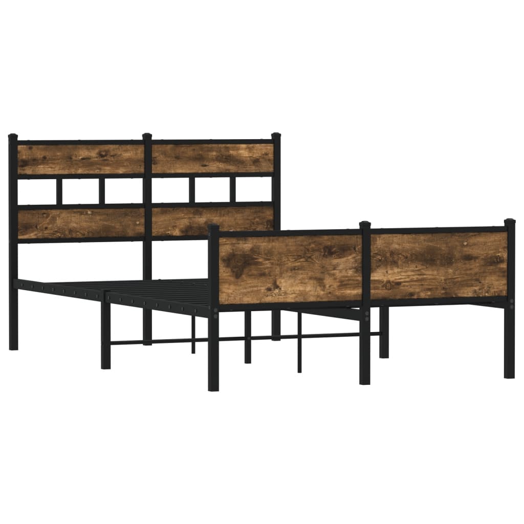 vidaXL füstös tölgy színű szerelt fa ágykeret matrac nélkül 120x200 cm