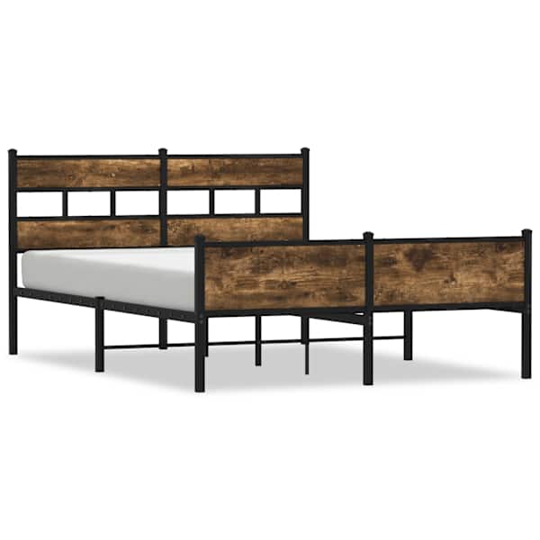 vidaXL peatsiga voodiraam, ilma madratsita, suitsutatud tamm 137x190cm