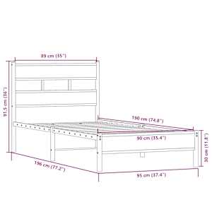Rám postele bez matrace dub sonoma 90 x 190 cm kompozitní dřevo - obrázek 9