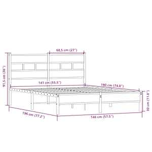 Rám postele bez matrace dub sonoma 140x190 cm kompozitní dřevo - obrázek 9
