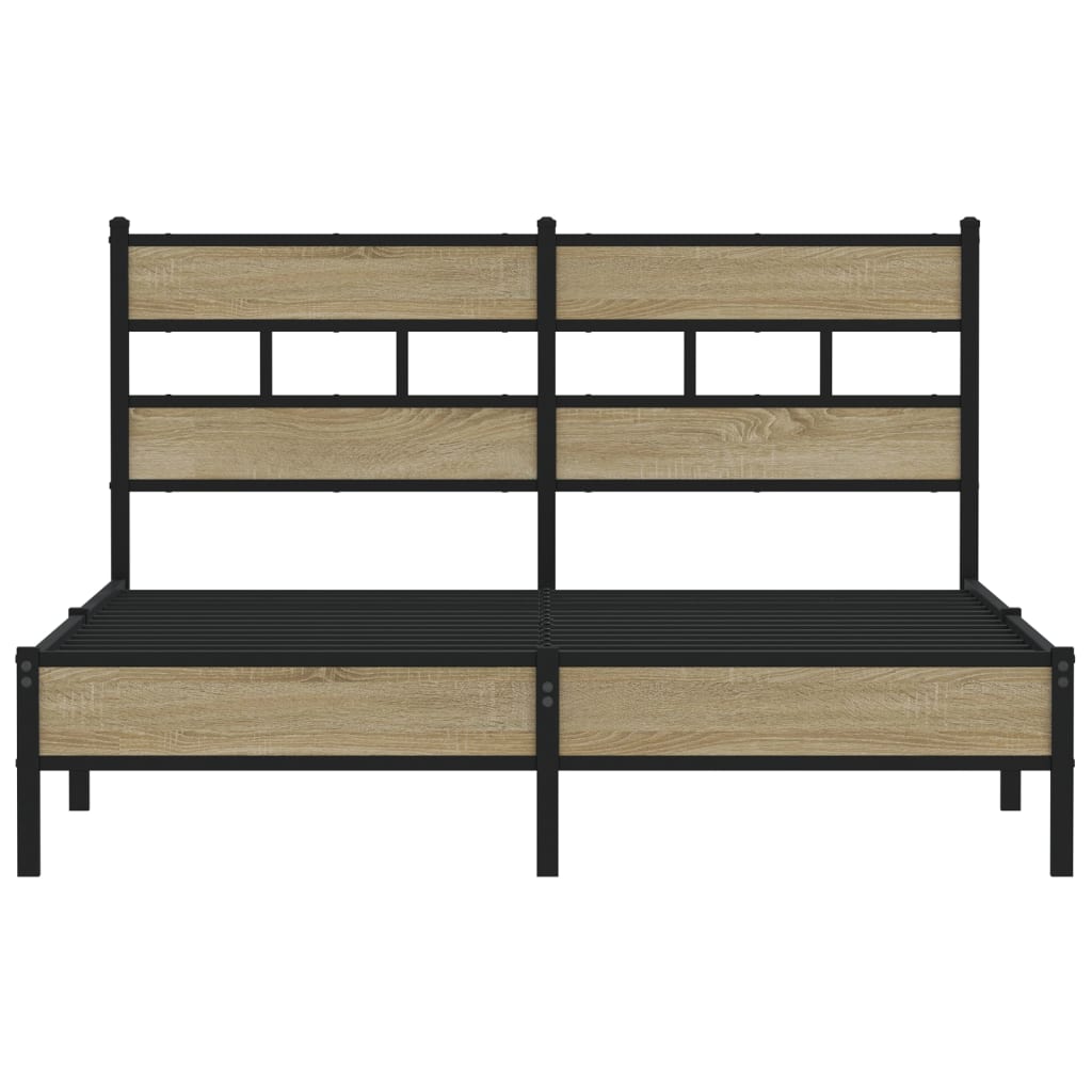 vidaXL Bedframe zonder matras hout sonoma eikenkleurig 150x200 cm, foto 4