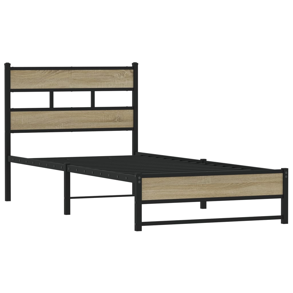 Thumbnail - vidaXL Metallbett ohne Matratze Sonoma-Eiche 75x190 cm