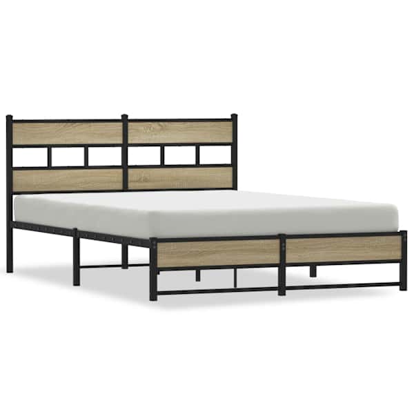 vidaXL metallist voodiraam ilma madratsita Sonoma tamm 140x190 cm
