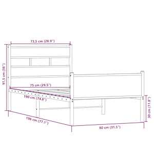 Rám postele bez matrace dub sonoma 75 x 190 cm kompozitní dřevo - obrázek 9