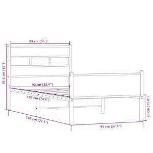 Rám postele bez matrace dub sonoma 90 x 190 cm kompozitní dřevo - obrázek 9