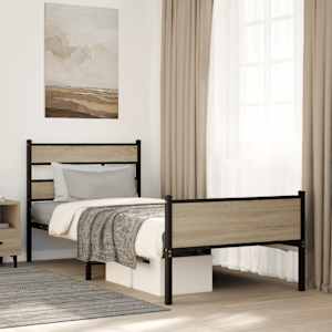 Posteljni okvir brez vzmetnice hrast 90x190 cm inženirski les