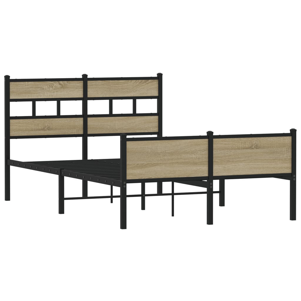 vidaXL sonoma tölgy színű szerelt fa ágykeret matrac nélkül 120x200 cm