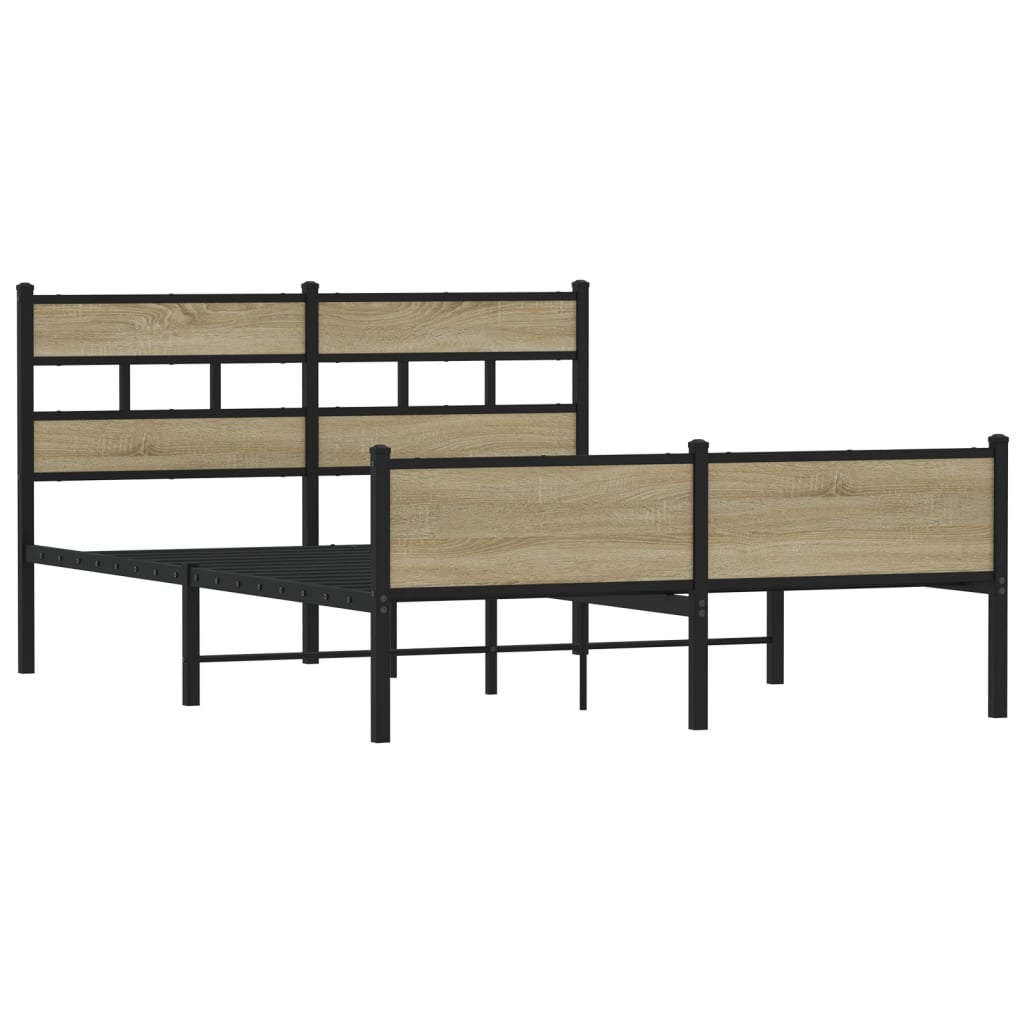 vidaXL sonoma tölgy színű szerelt fa ágykeret matrac nélkül 140x200 cm