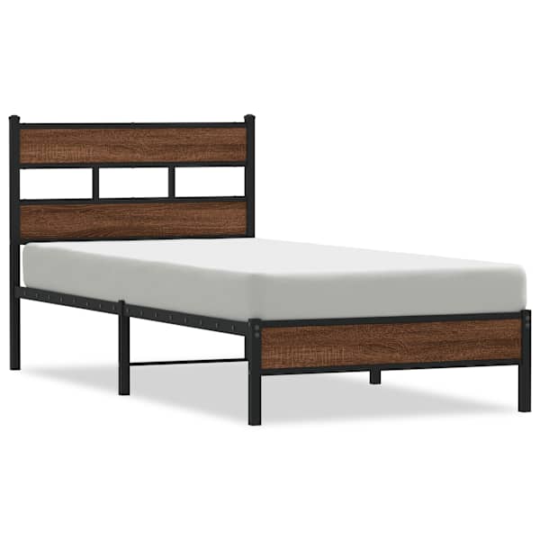 vidaXL peatsiga voodiraam, ilma madratsita, pruun tamm 75x190 cm