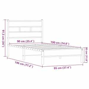 Rám postele bez matrace hnědý dub 90 x 190 cm kompozitní dřevo - obrázek 9