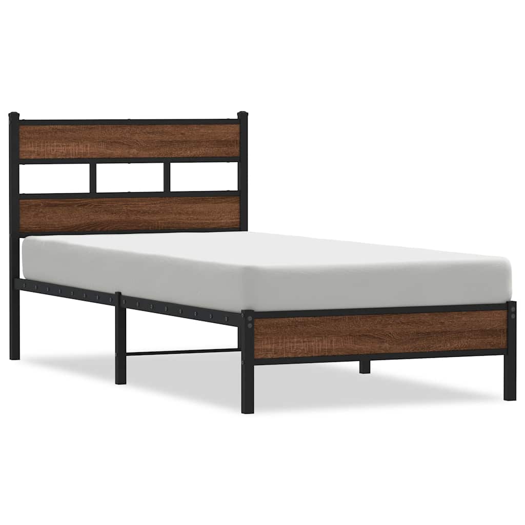 E-shop vidaXL Posteľný rám bez matraca hnedý dub 90x200 cm kompozitné drevo