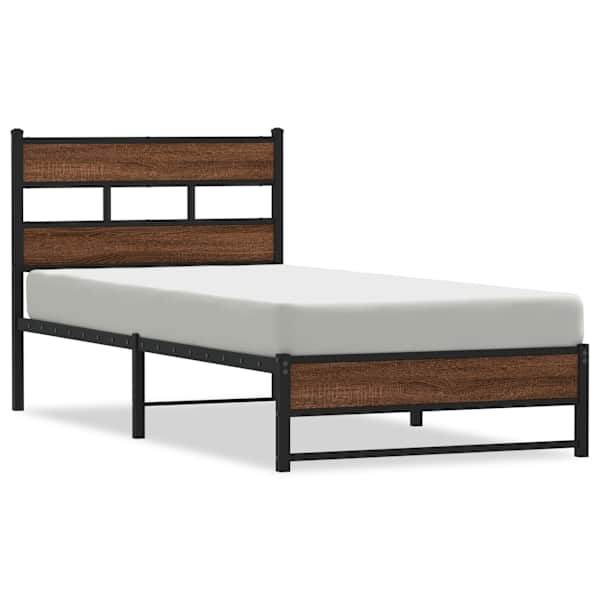 vidaXL Metallist voodiraam ilma madratsita Pruun tamm 75x190 cm