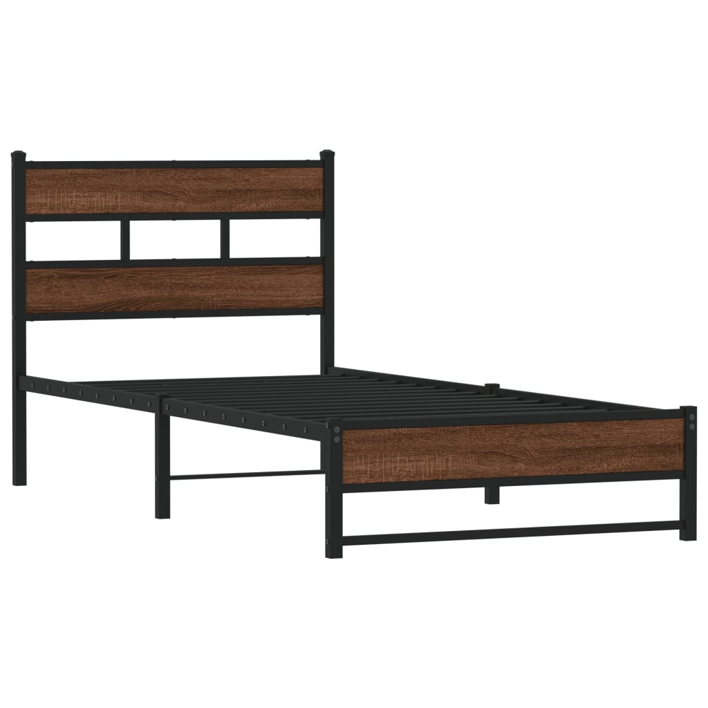 Thumbnail - vidaXL Metallbett ohne Matratze Eichen-Optik 75x190 cm
