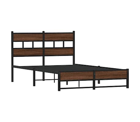 vidaXL Cadre de lit en m&eacute;tal sans matelas ch&ecirc;ne marron 120x190 cm