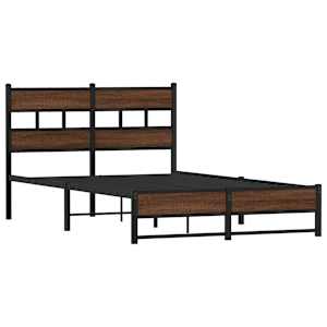 vidaXL Cadre de lit en m&eacute;tal sans matelas ch&ecirc;ne marron 120x190 cm