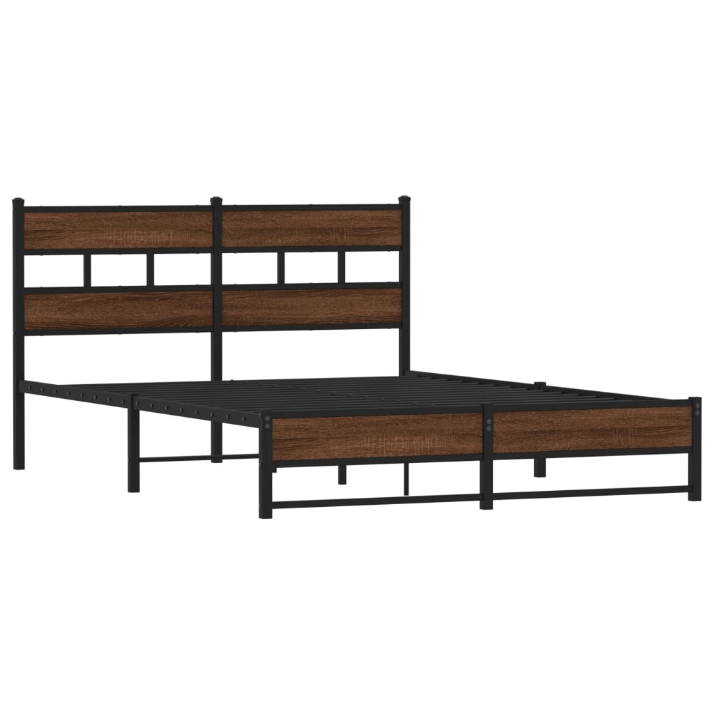vidaXL Bedframe zonder matras metaal bruin eikenkleurig 135x190 cm afbeelding