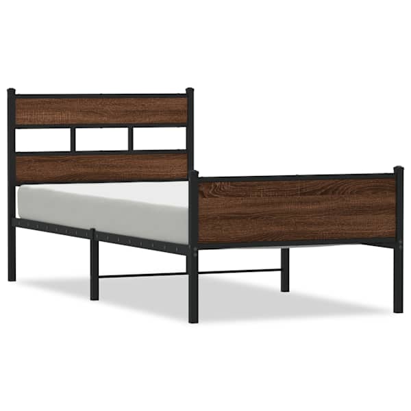vidaXL peatsiga voodiraam, ilma madratsita, pruun tamm 75x190 cm